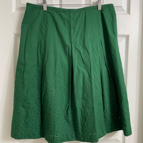 Talbots Dresses & Skirts - Talbots Green A-Line Skirt with Embroidery